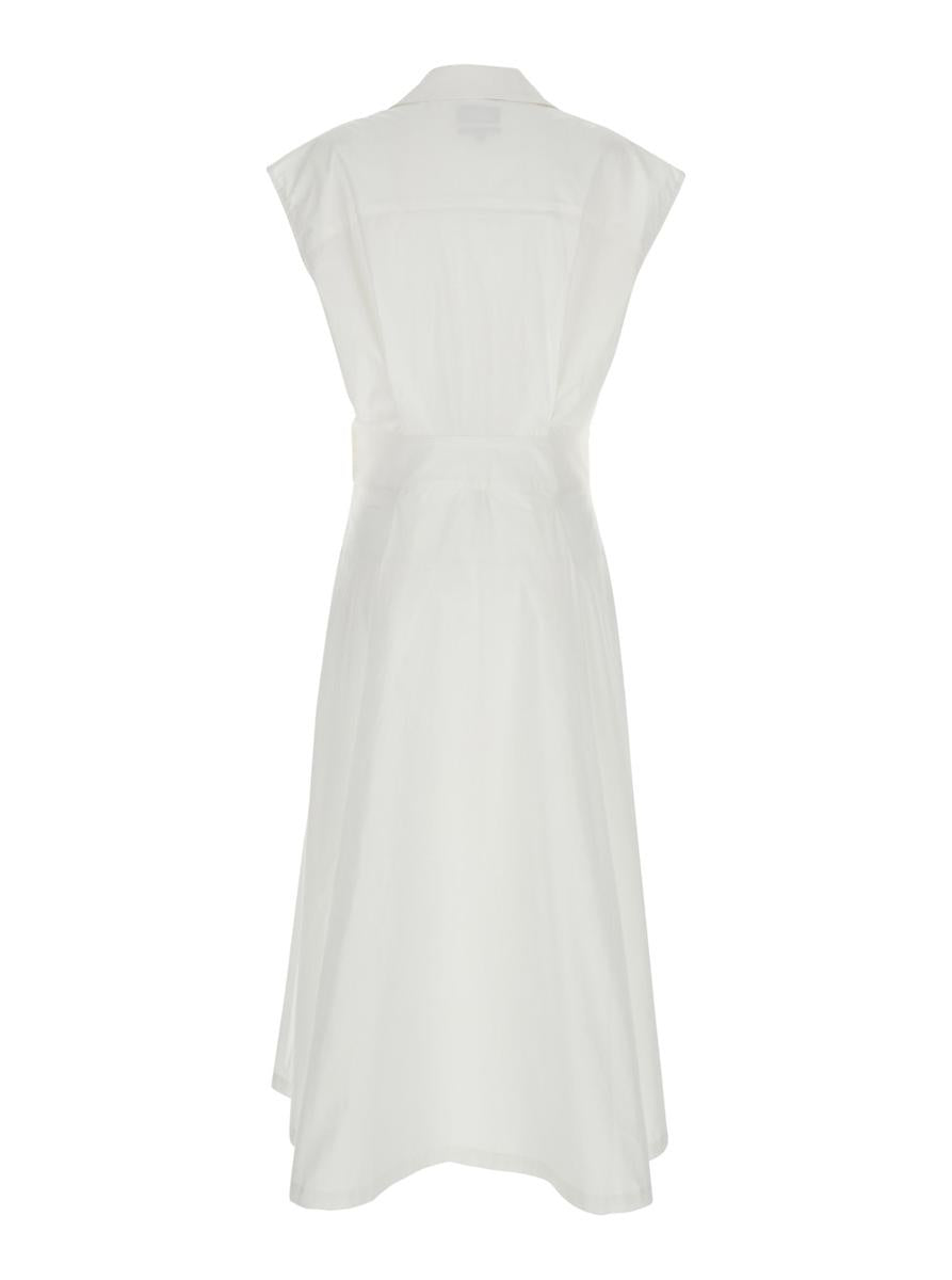 'Athena' White Sleeveless V-Neck Dress In Cotton Woman
