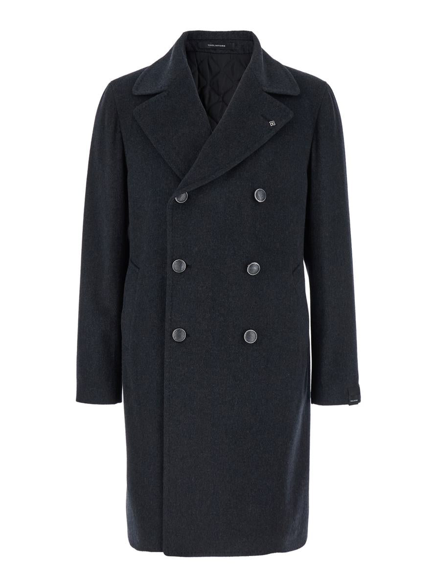 'Arden' Grey Double-Breasted Coat With Notched Revers In Wool And Cashmere Man