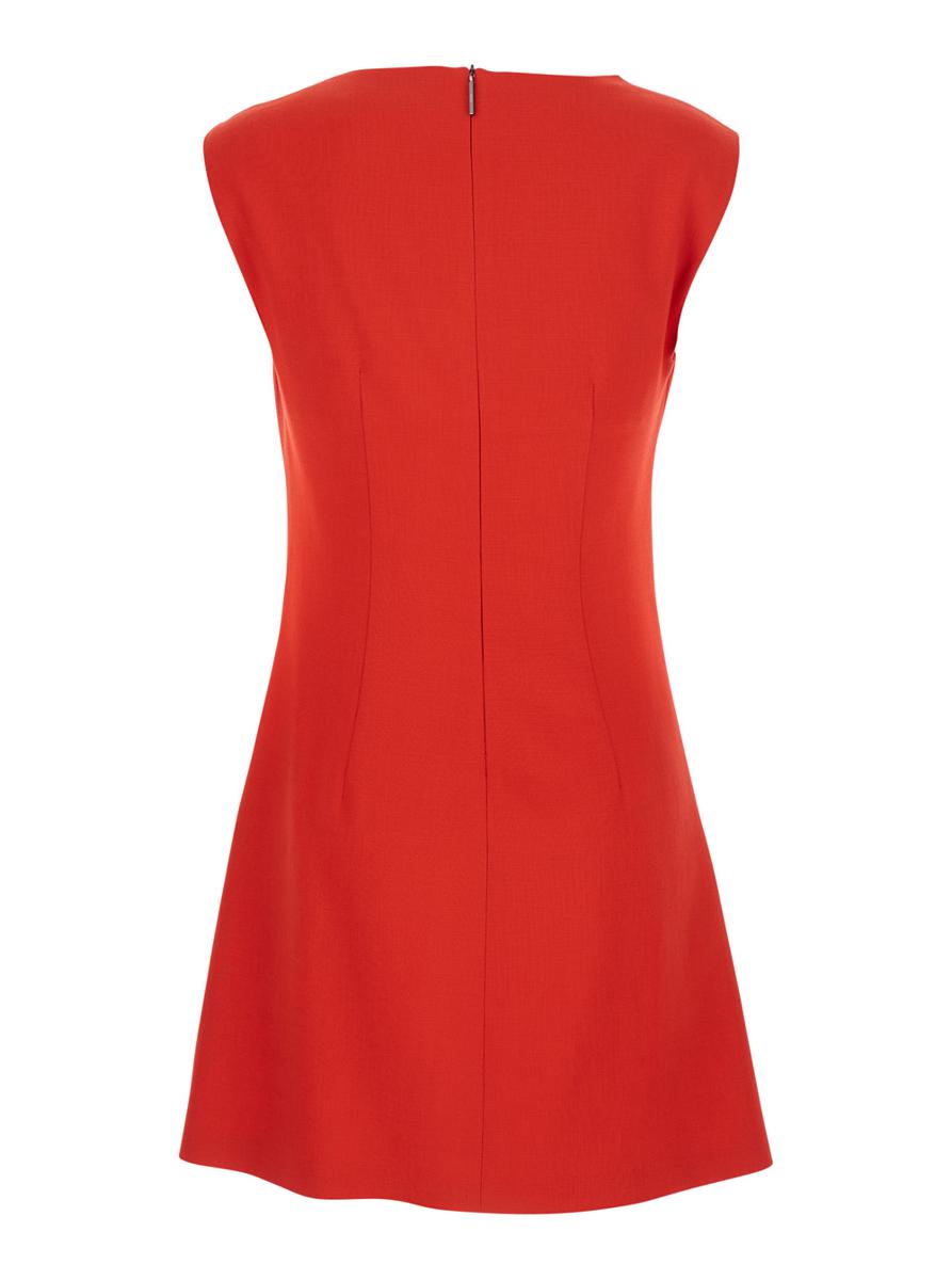 Red Dress With Ruches Details In Viscose Blend Woman