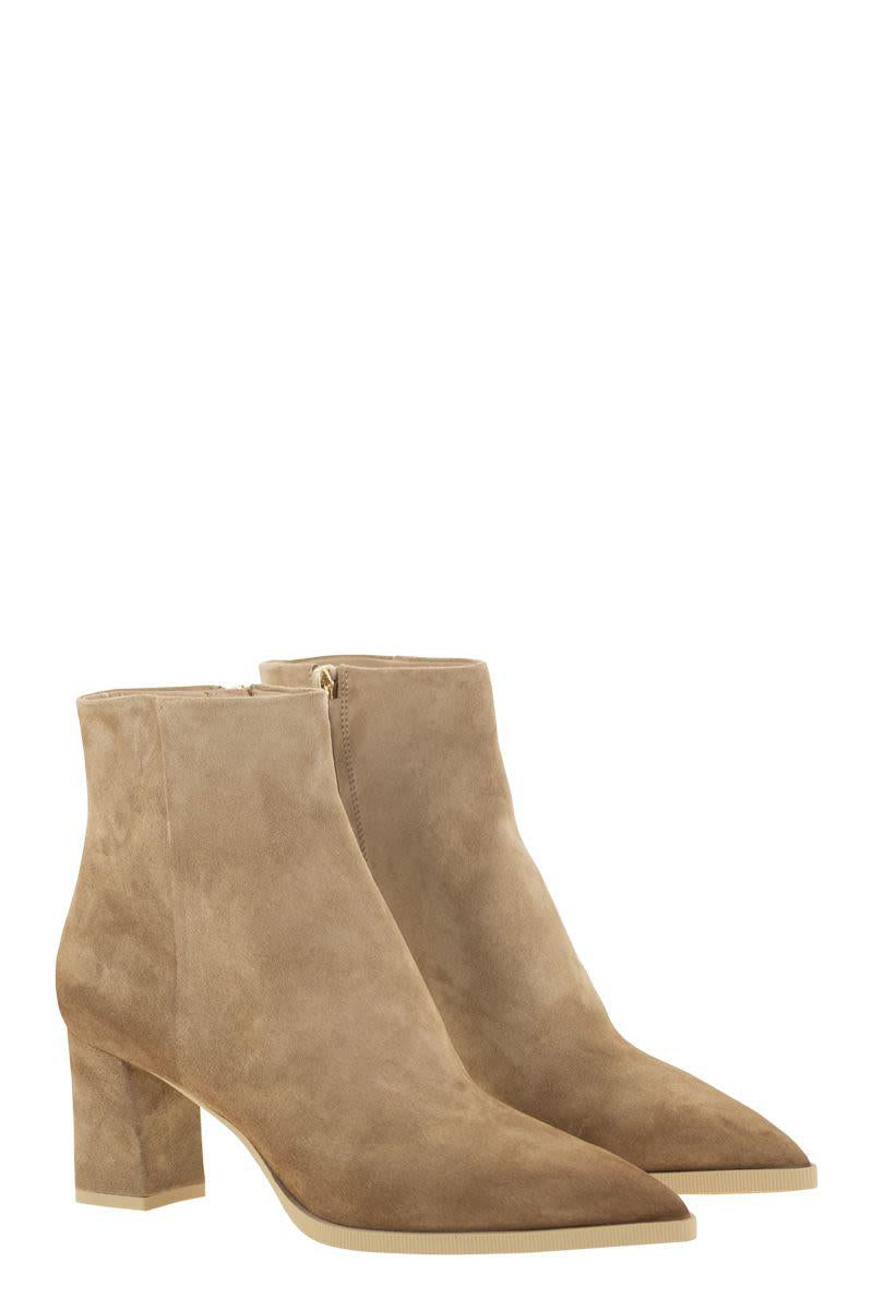 Santoni Mid-Heel Suede Ankle Boots