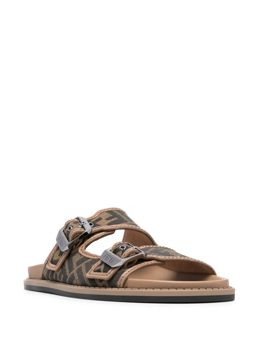 Fendi Feel Ff Jacquard Fabric Sandals Shoes