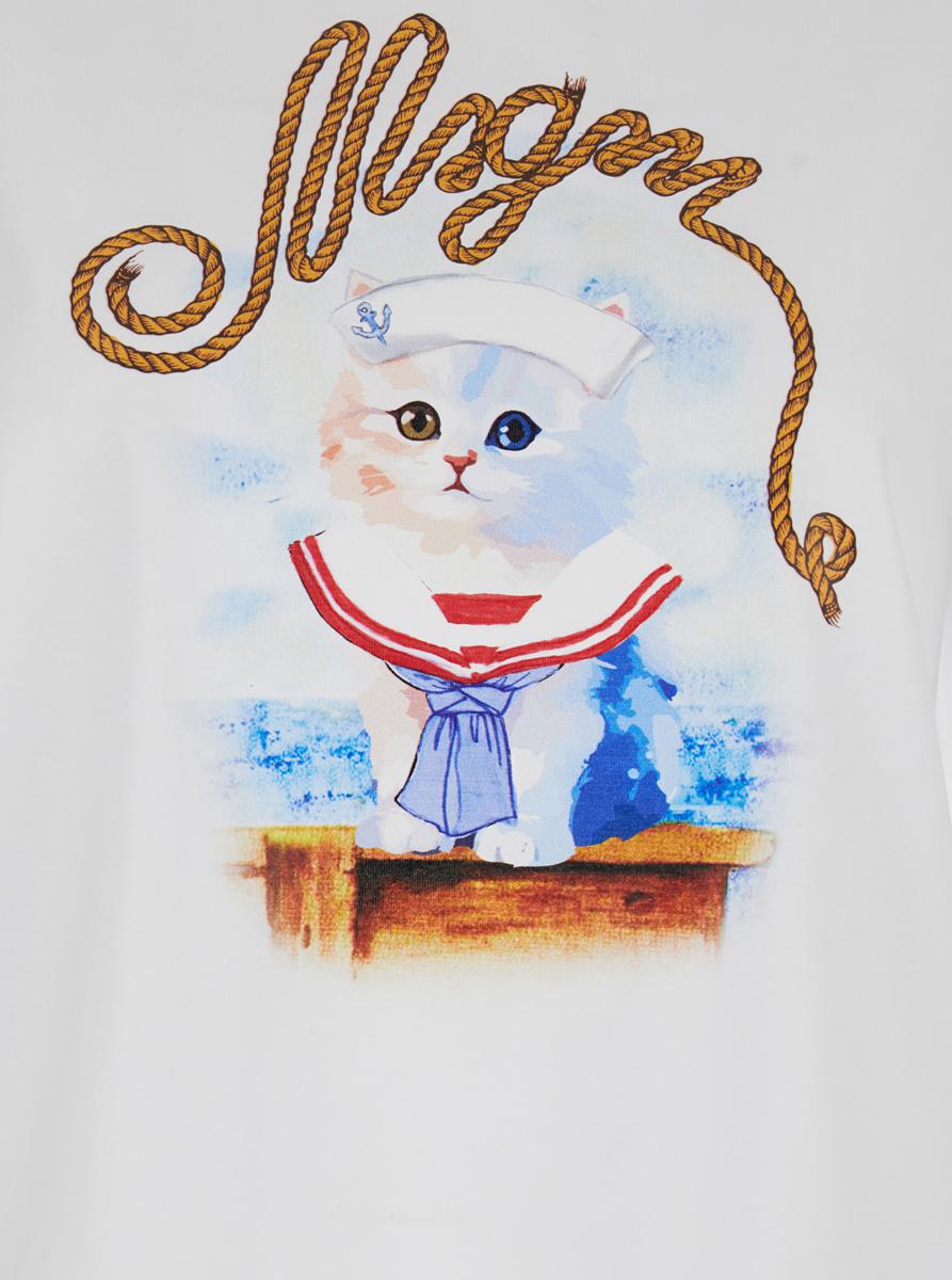 White Crewneck T-Shirt With Logo Print On The Front In Cotton Woman