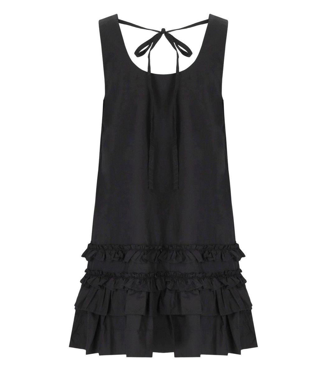 Ganni Black Ruffled Dress