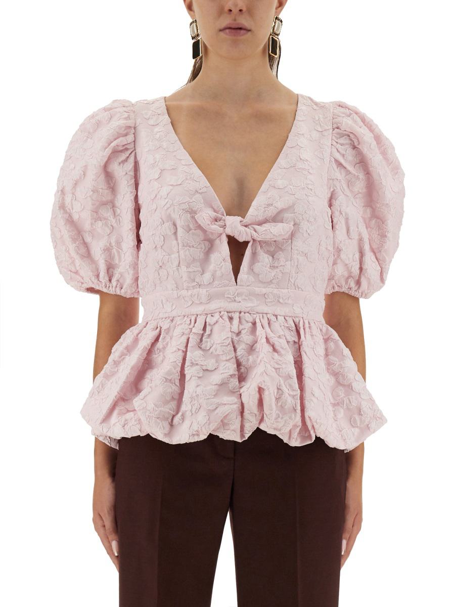 Rotate Birger Christensen Top With Puff Sleeves
