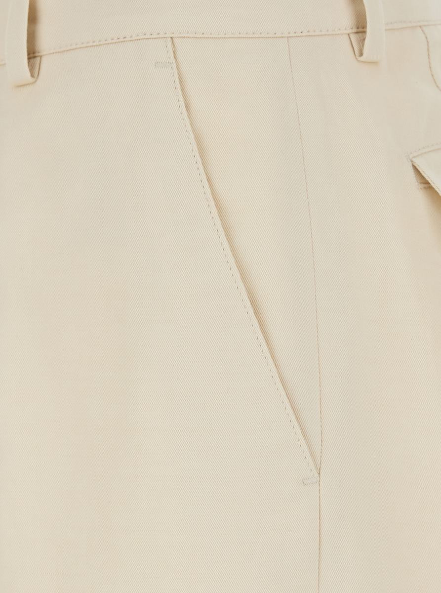 White Pants With Cargo Pockets In Cotton And Linen Blend Woman