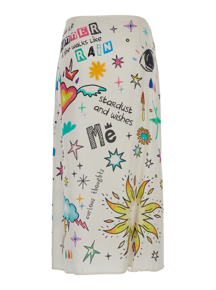 'Amber' Multicolor Wrap Skirt With All-Over Print In Viscose Woman