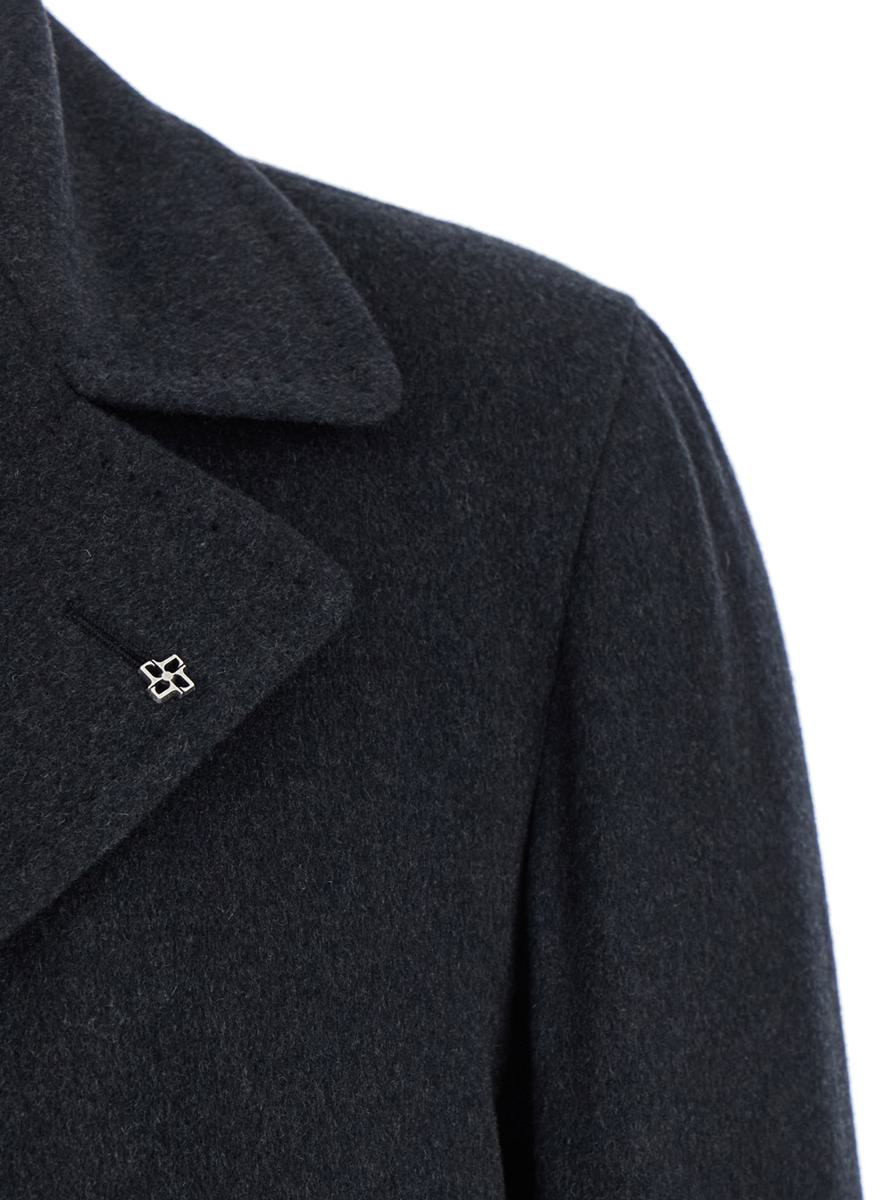 'Arden' Grey Double-Breasted Coat With Notched Revers In Wool And Cashmere Man