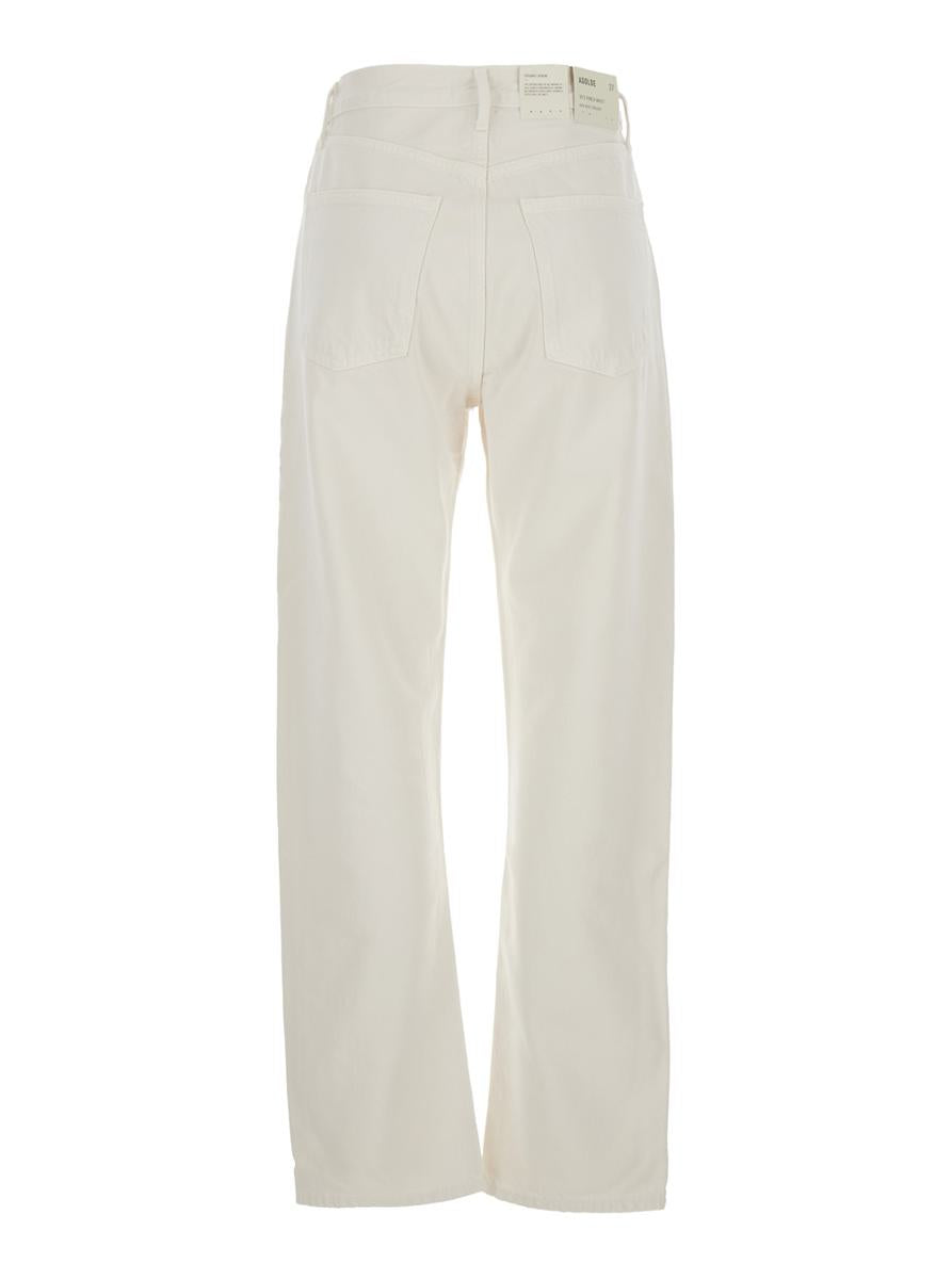 '90S' White Jeans With Five-Pocket Design And Logo Patch On The Rear In Denim Woman