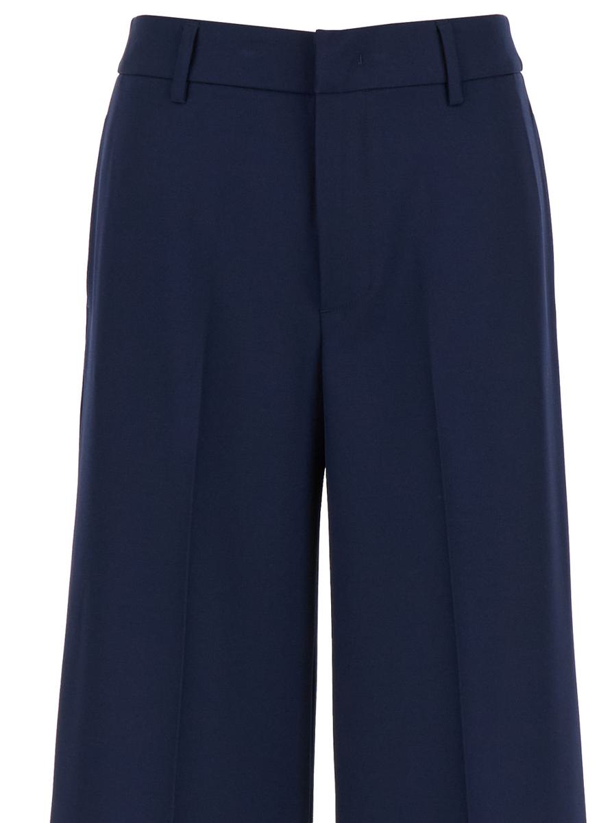 Blue Wide Leg Pants In Polyester Woman