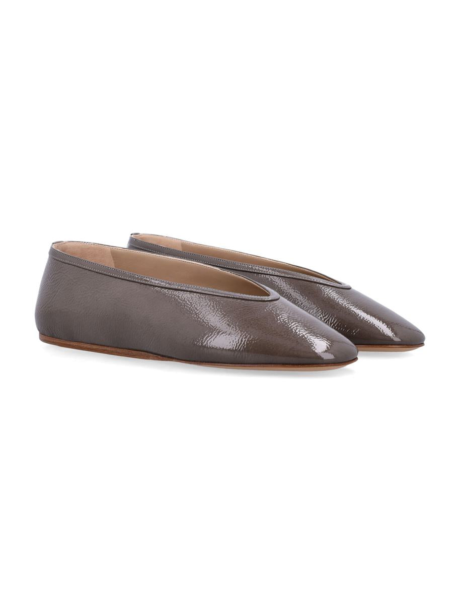 Le Monde Beryl Luna Taupe Patent Leather Slippers