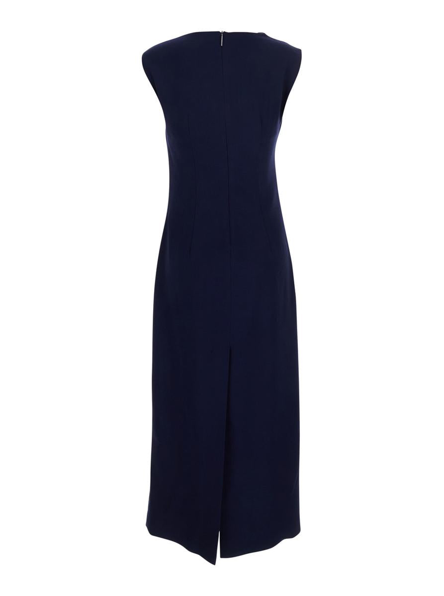 Blue Dress With Ruches Details In Viscose Blend Woman