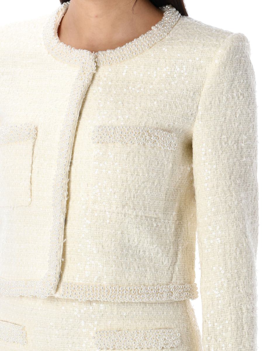 Self-Portrait Bouclé Pearl Trim Jacket