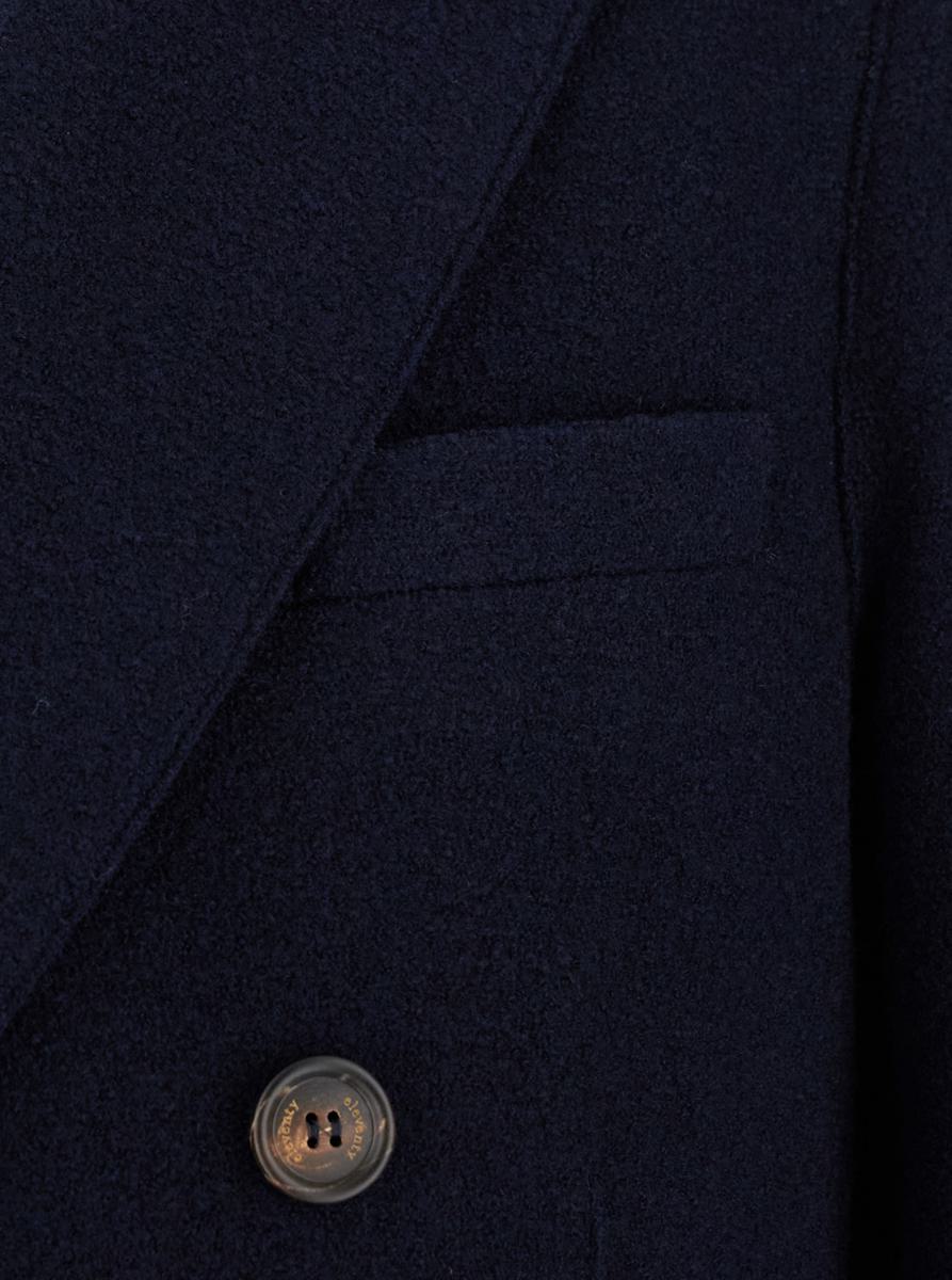 Blue Double-Breasted Coat With Peak Revers In Fabric Man