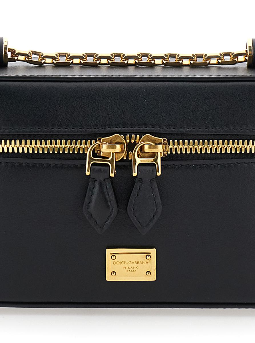 'Sicily Cube' Black Shoulder Bag With Logo Plaque On The Front And Double Zip In Leather Woman