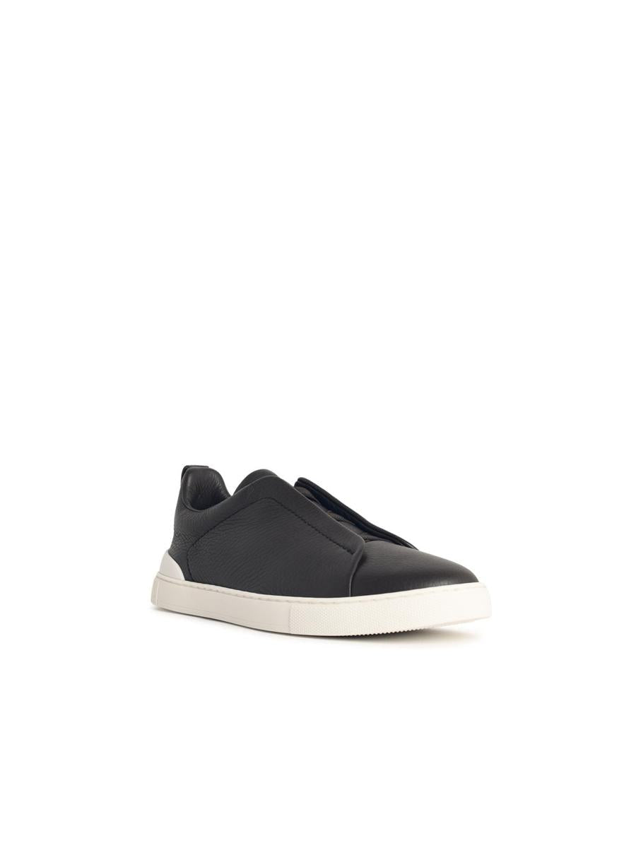 Zegna 'Triple Stitch' Brown Leather Sneakers