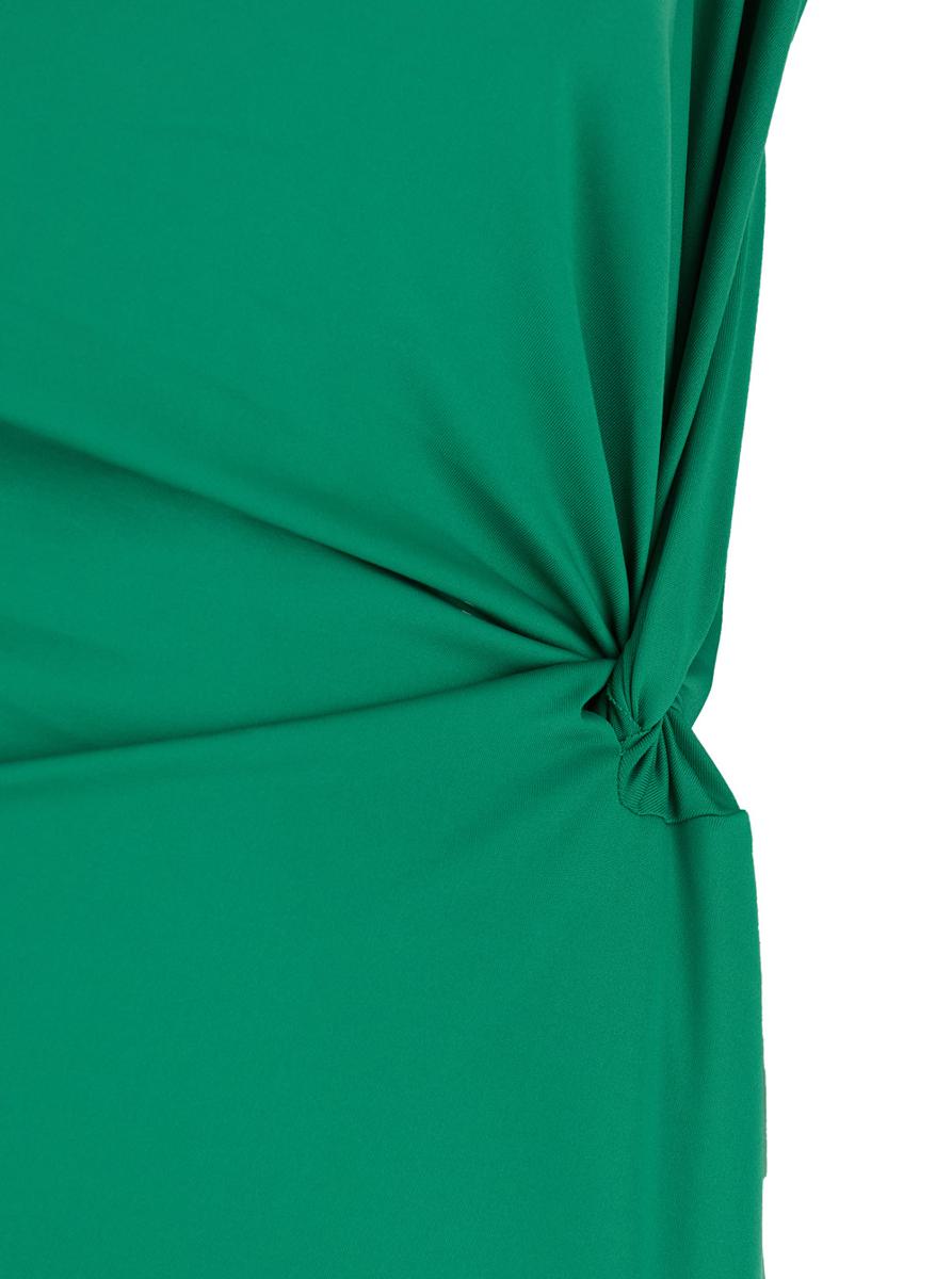 Green Long Dress With Pleated Details In Tech Fabric Woman