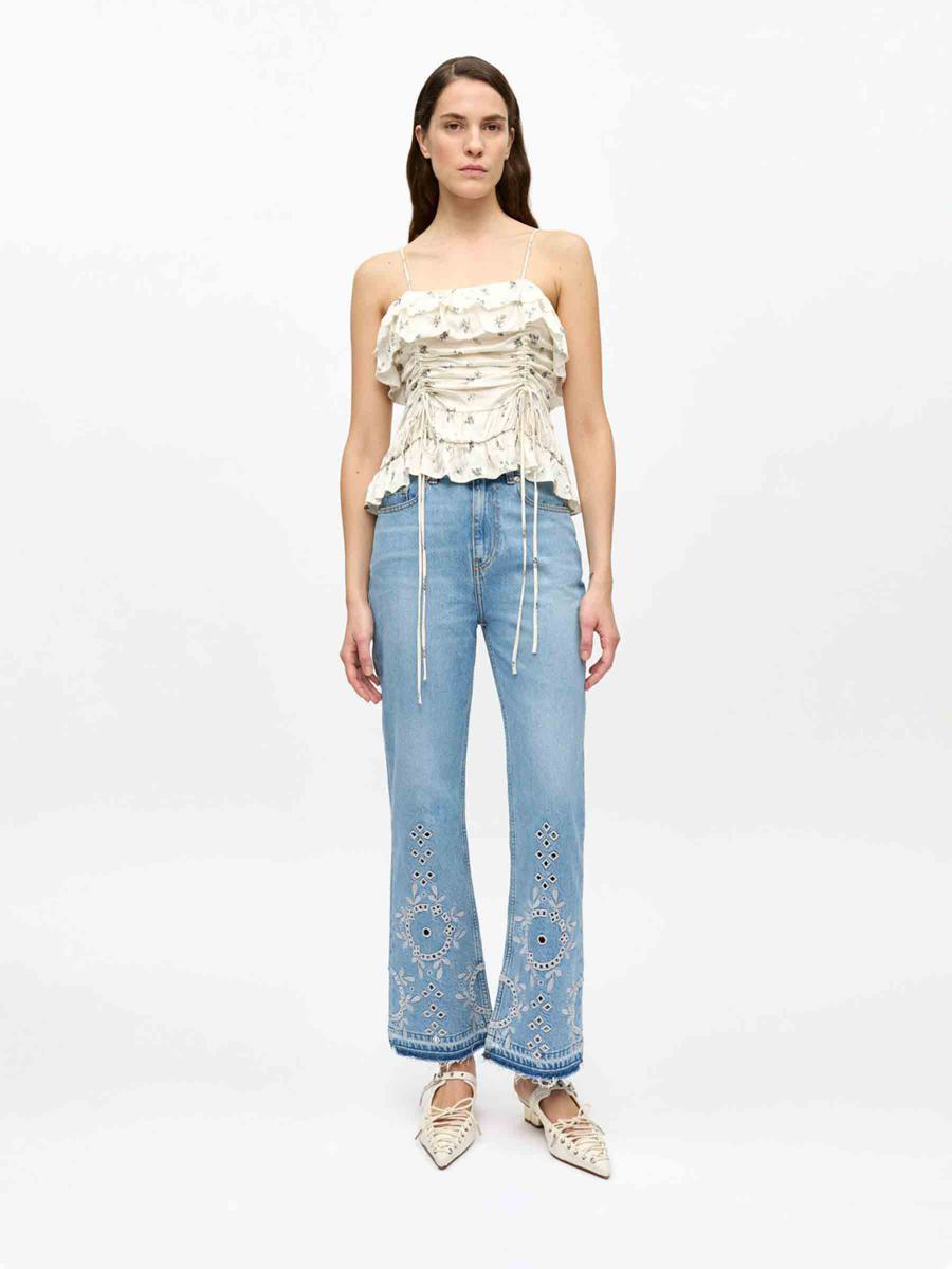Ganni Printed Satin Top