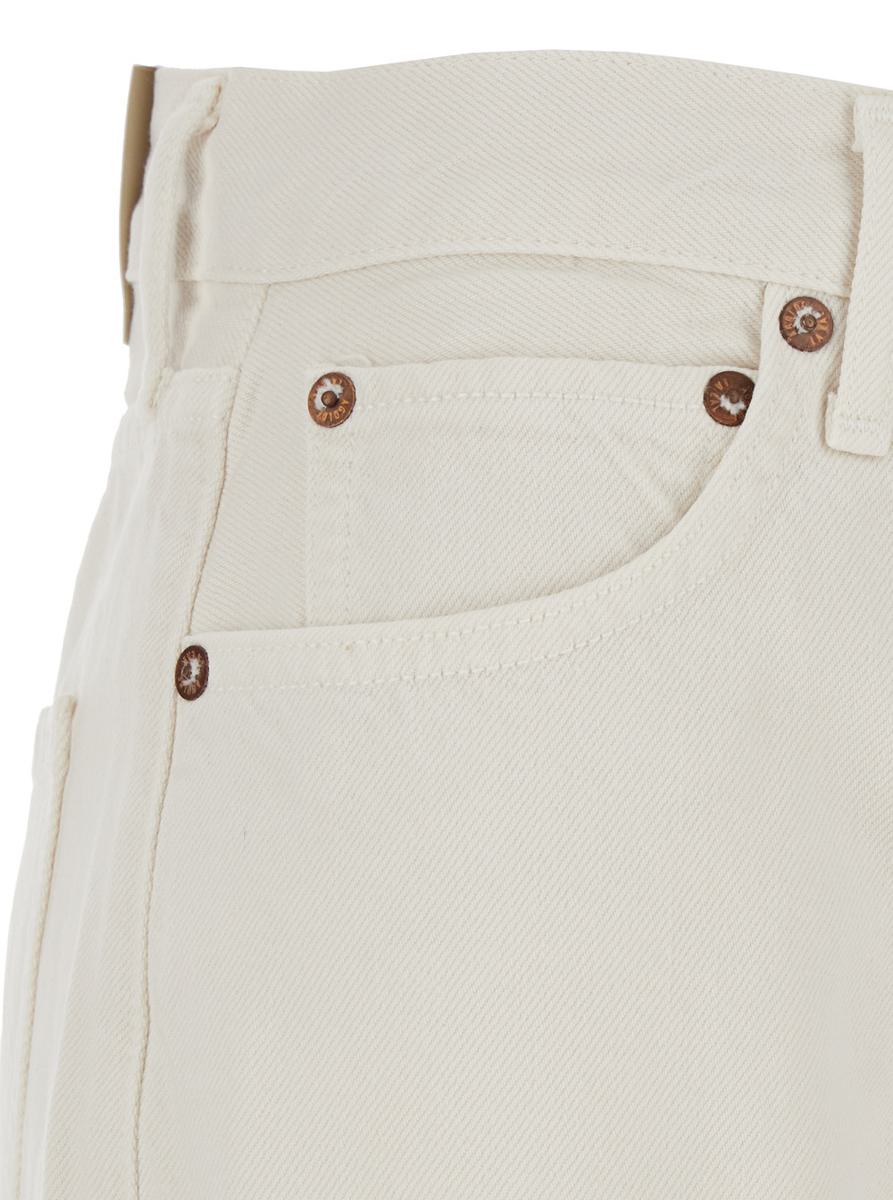 '90S' White Jeans With Five-Pocket Design And Logo Patch On The Rear In Denim Woman