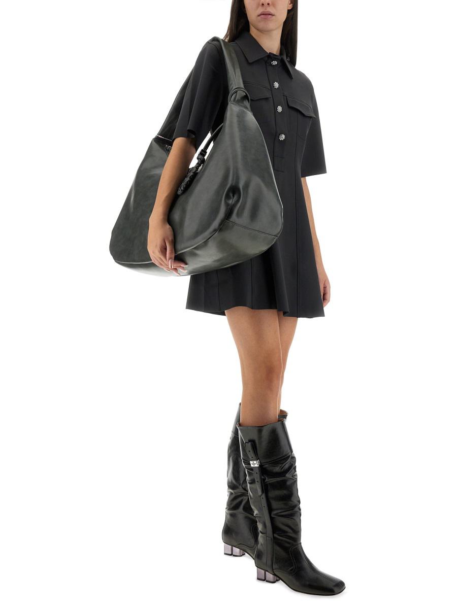 Ganni Mini Dress With Scalloped Buttons