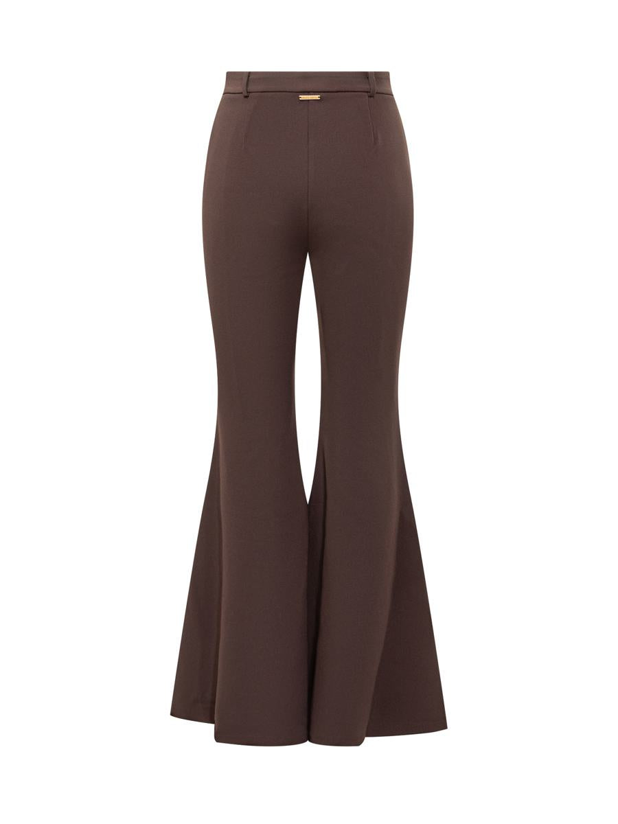 Michael Kors Brown Stretch Flared Trousers By Michael Kors