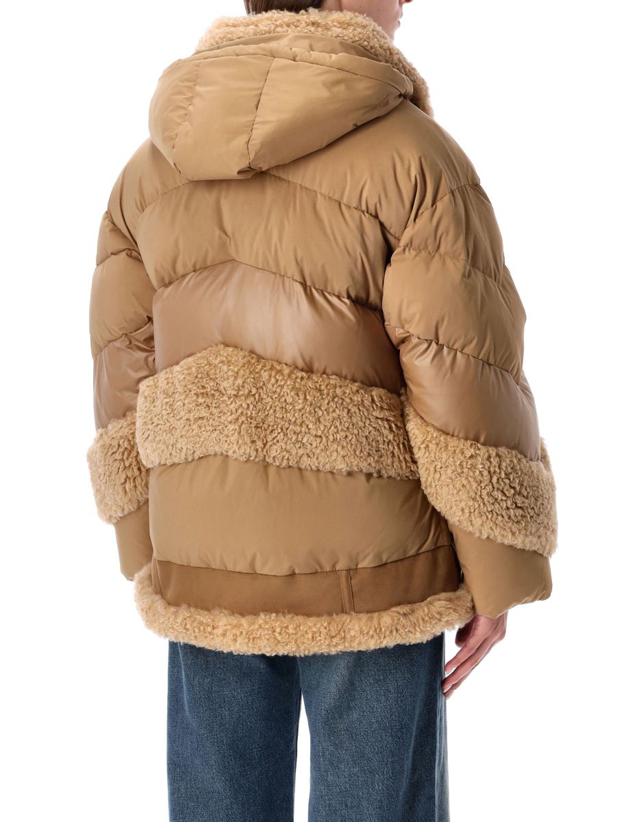Urbancode Camel Short Puffer Jacket With Faux Shearling