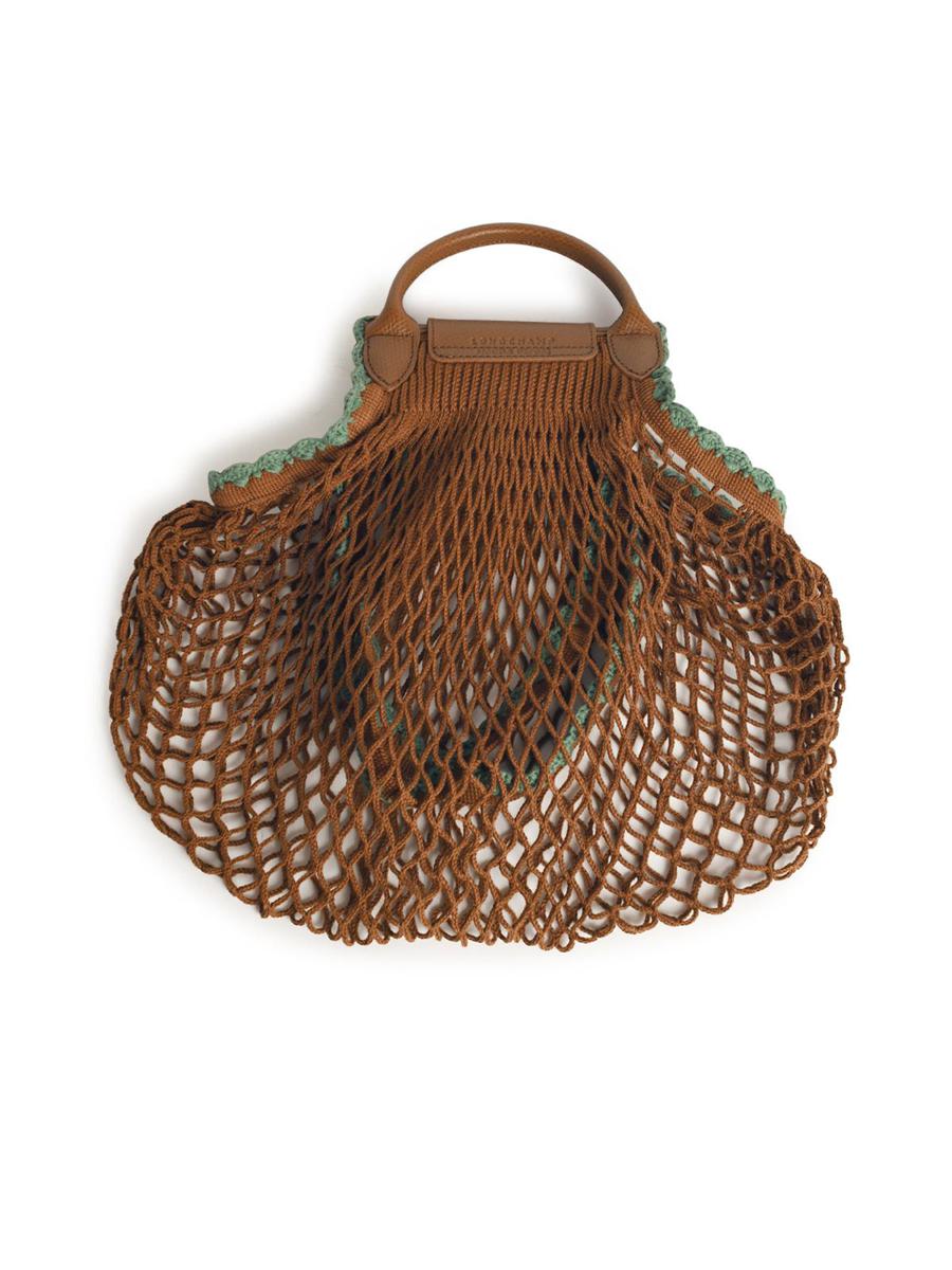 Longchamp 'L Le Pliage' Tobacco Canvas Mesh Bag