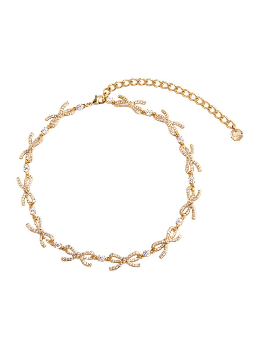 Gold Crystal Bows Necklace