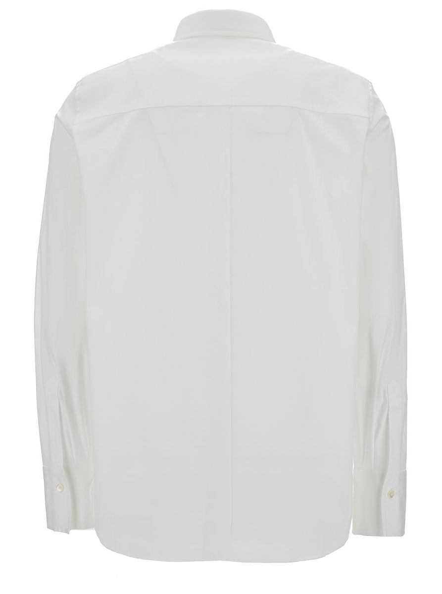 White Shirt With Monile Detail In Cotton Blend Woman