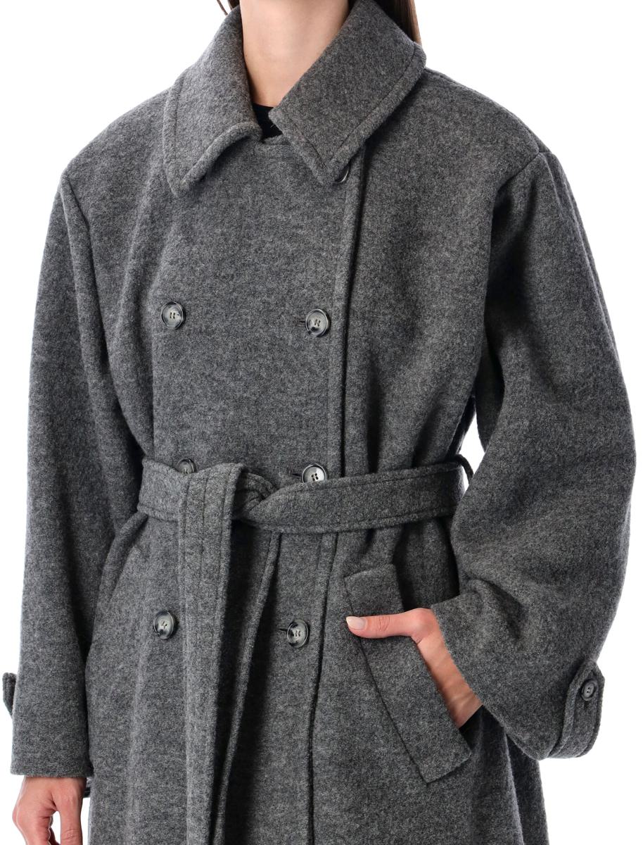 A.P.C. Heather Grey Oversized Wool Lea Coat A.P.C