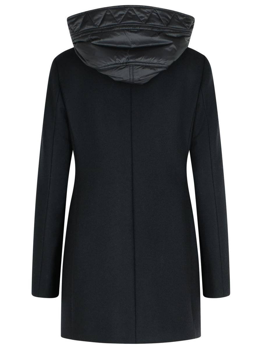 Fay Black Wool Blend Coat