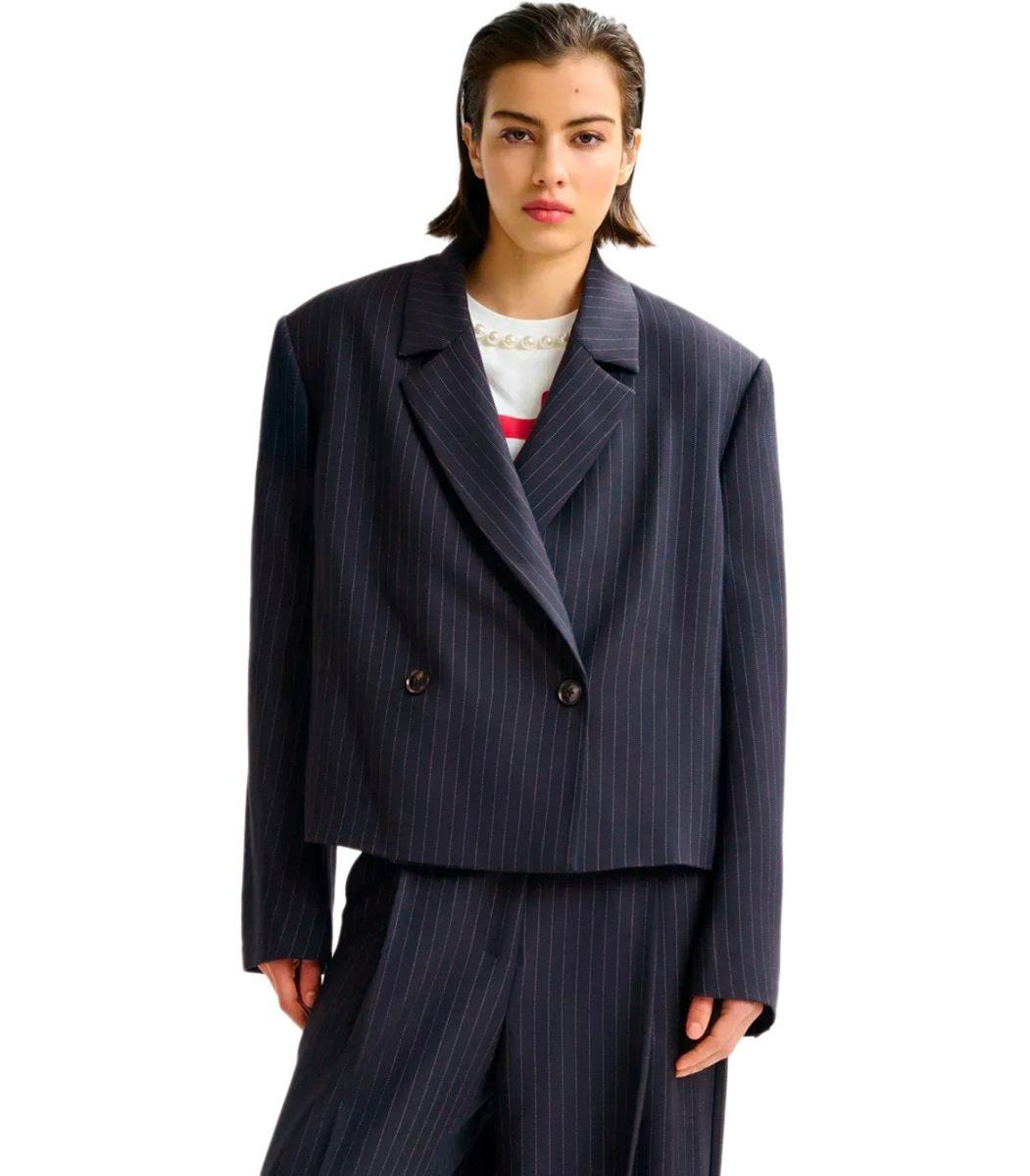 Essentiel Antwerp Itzle Navy Blue Cropped Blazer