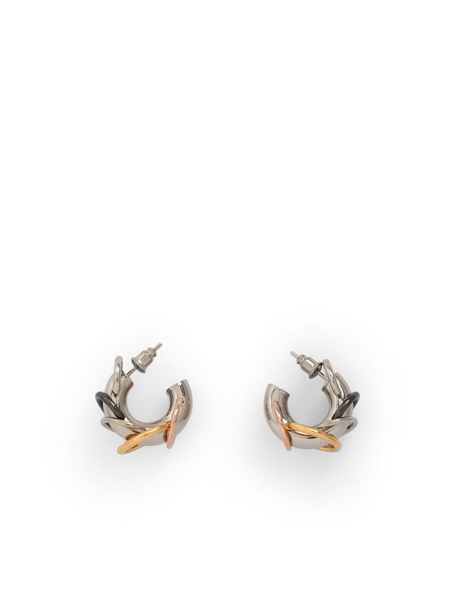 Panconesi Pierced Hoops' Silver Brass Earrings