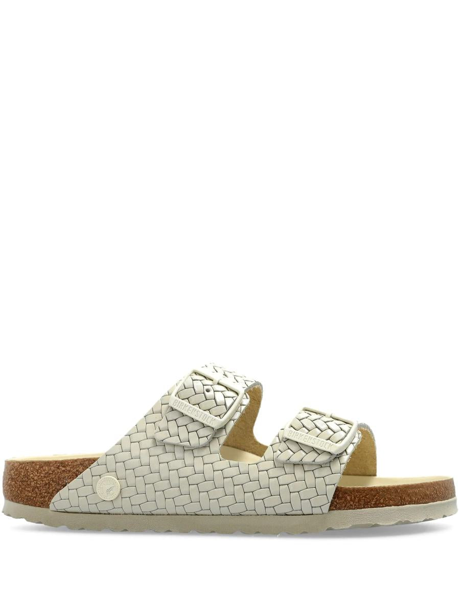 Birkenstock Arizona Ecru, Natural Leather Woven Emboss Shoes
