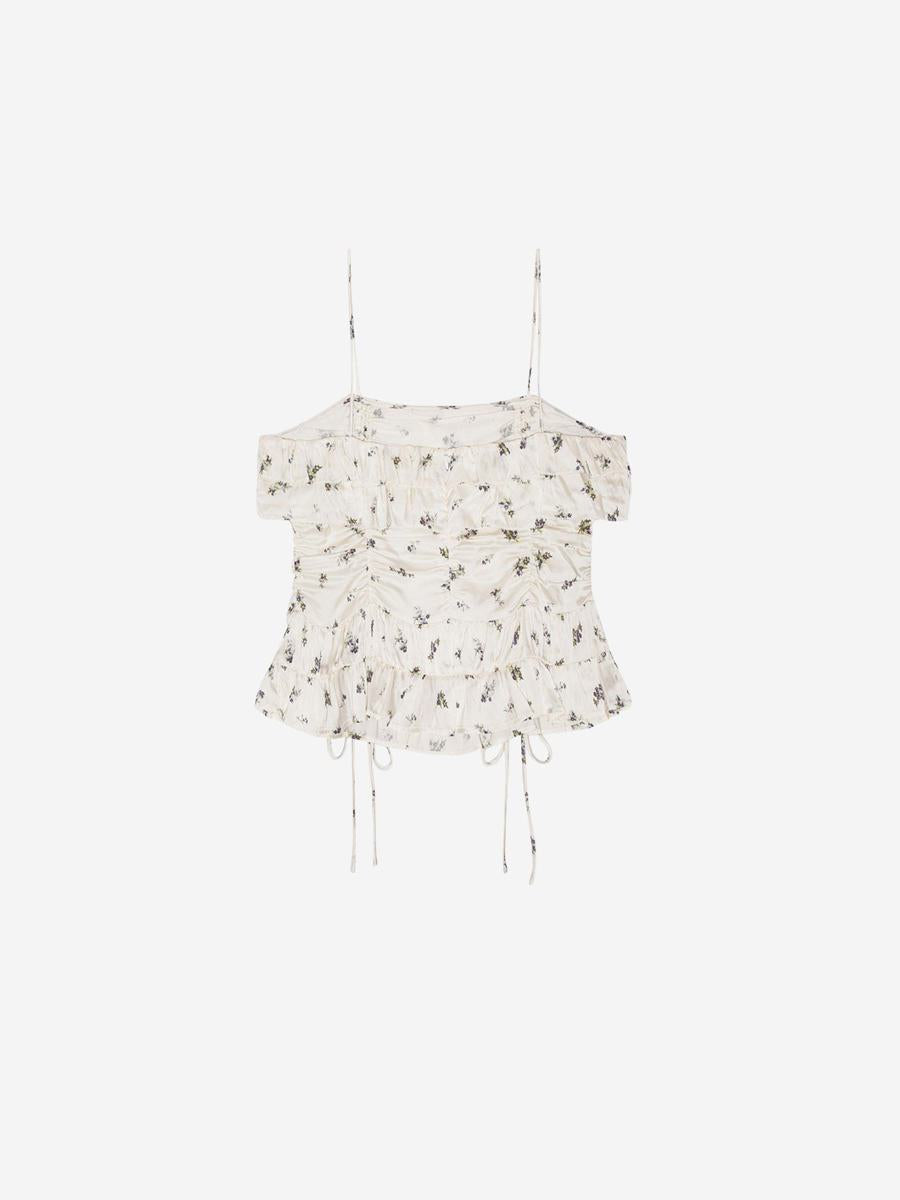 Ganni Printed Satin Top