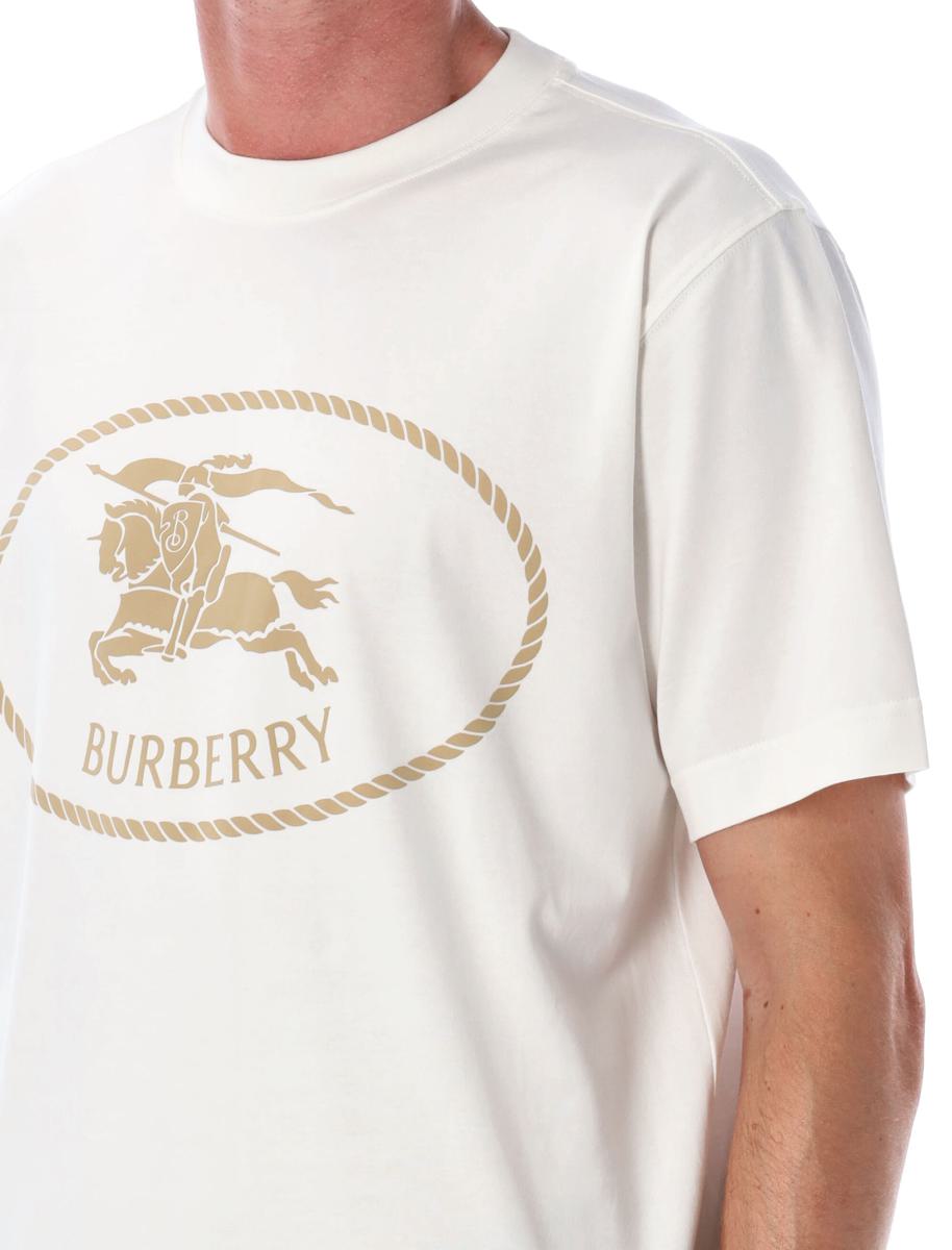 Burberry Chalk White Cotton Knight Stamp T-Shirt