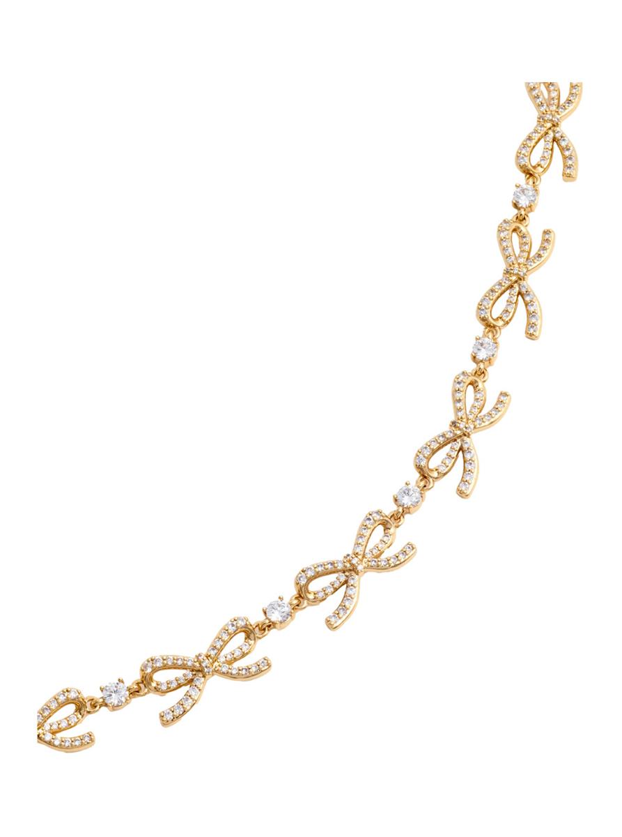 Gold Crystal Bows Necklace