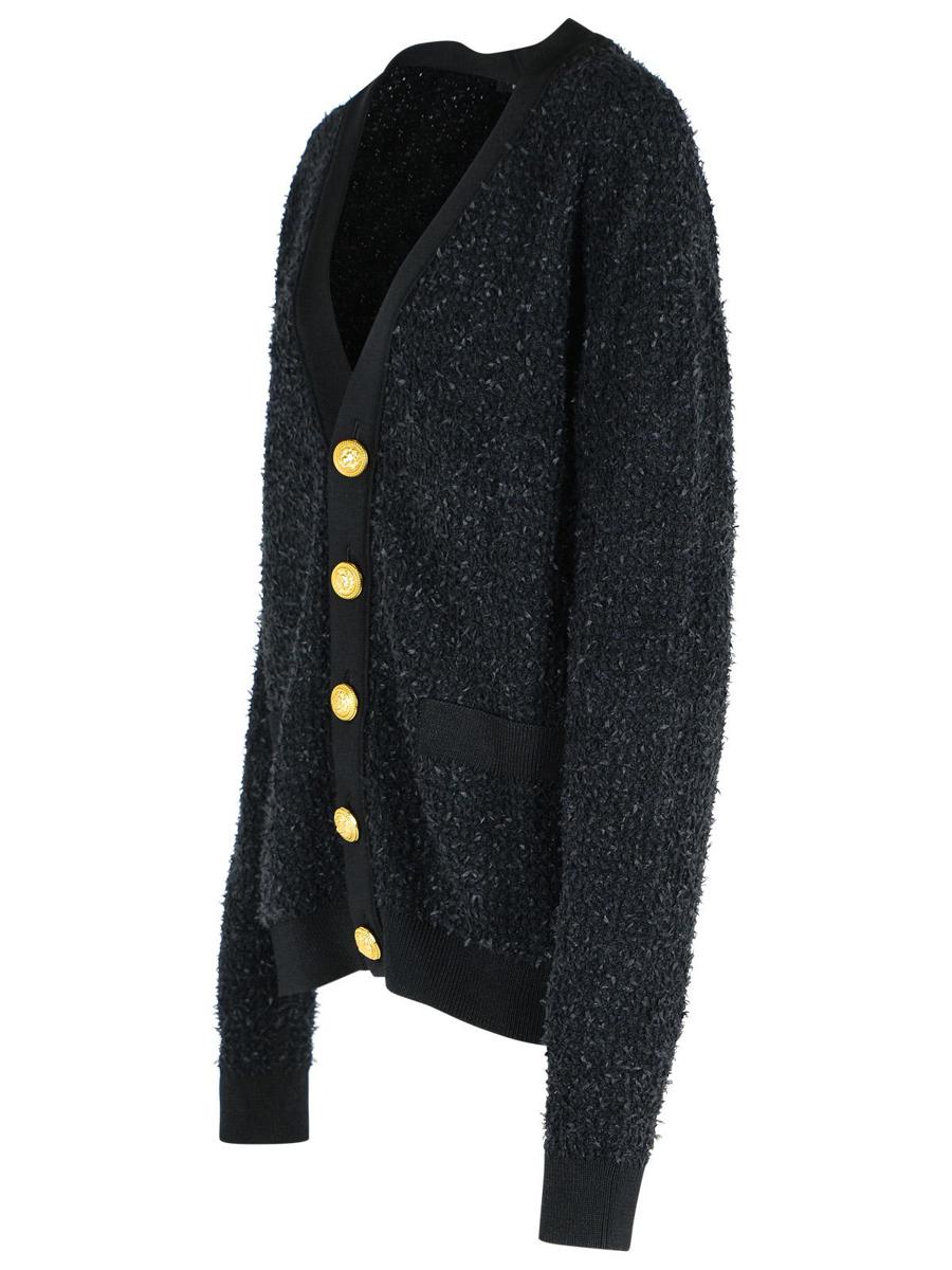Balmain Black Cotton Blend Cardigan