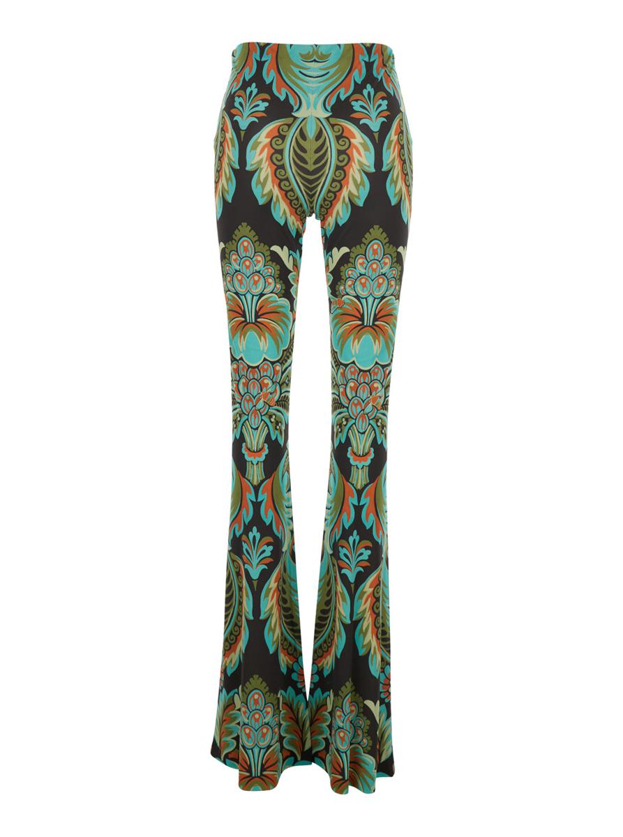 Multicolor Trousers With All-Over Paisley Print In Viscose Blend Woman