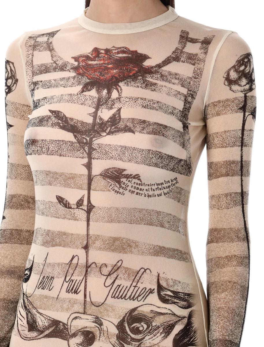 Jean Paul Gaultier Mesh Tatoo Mariner Long Dress