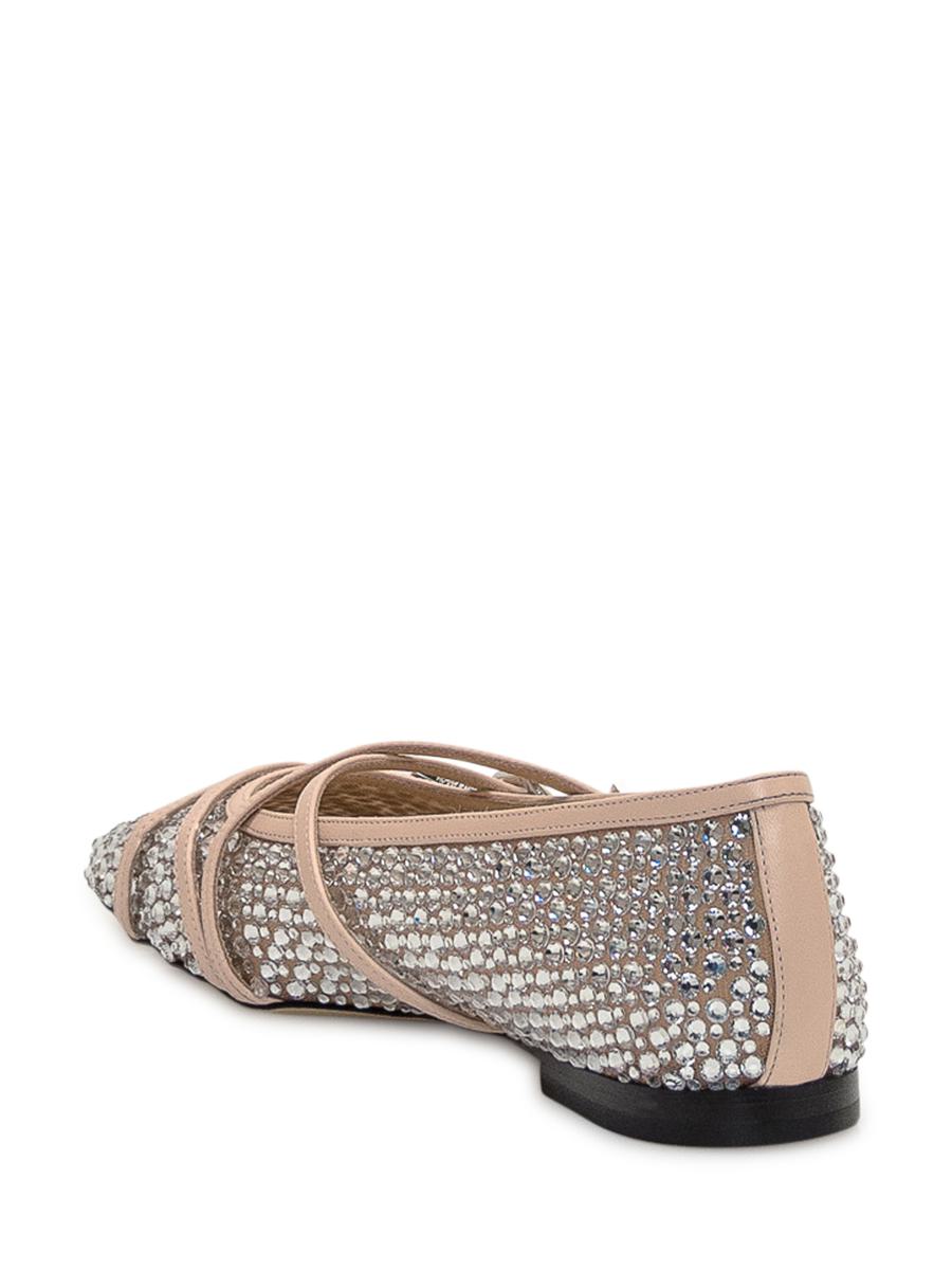 Mach & Mach Mesh Ballet Flats With Crystals