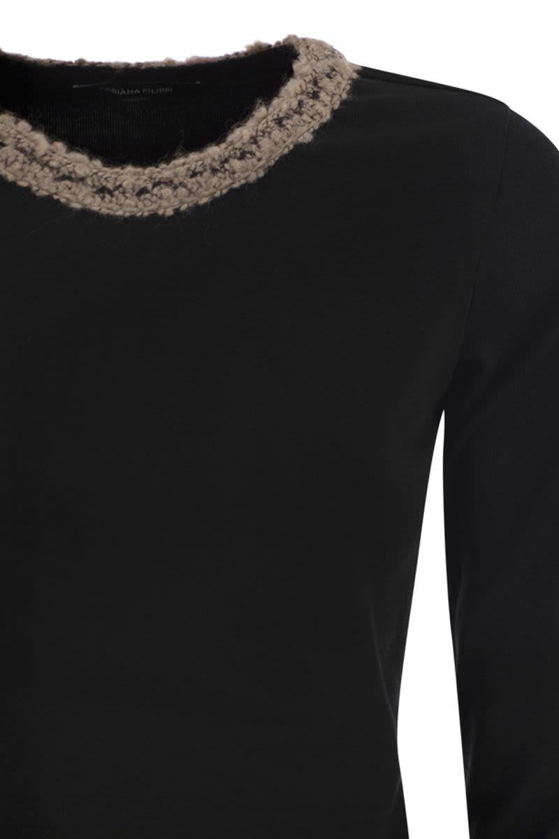 Fabiana Filippi 3/4 Sleeve T-Shirt With Neck Detailing