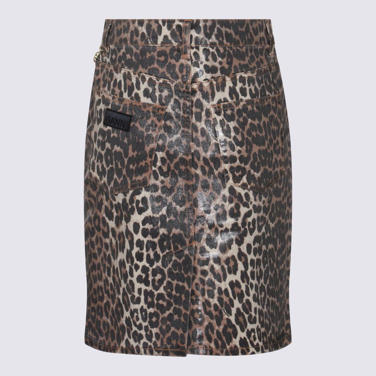 Ganni Leopard Cotton Skirt