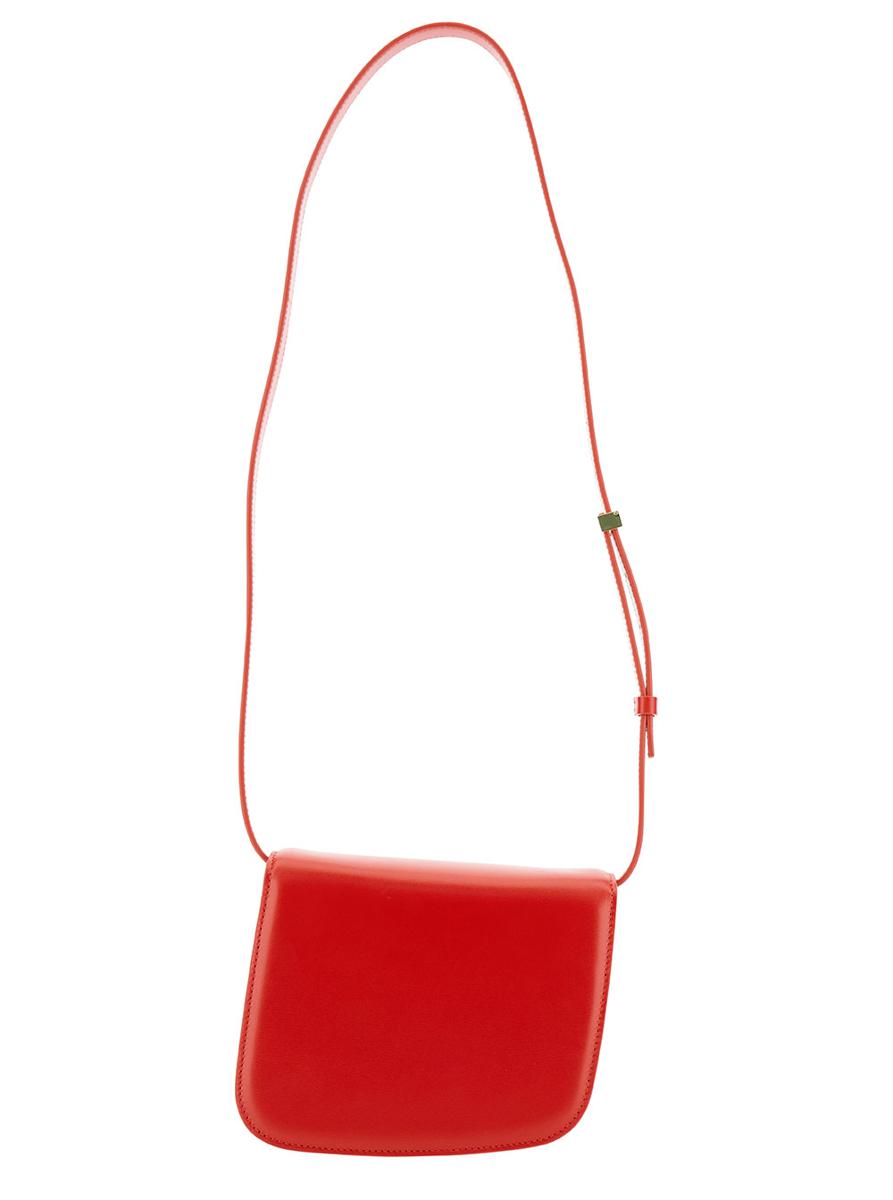 'Oyster' Red Asymmetric Crossbody Bag With Logo Detail In Leather Woman