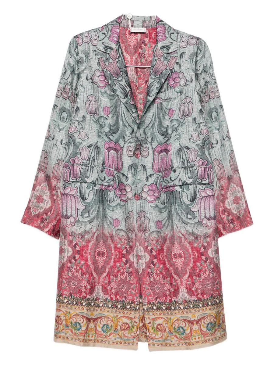 Pierre-Louis Mascia Silk Printed Single-Breasted Coat