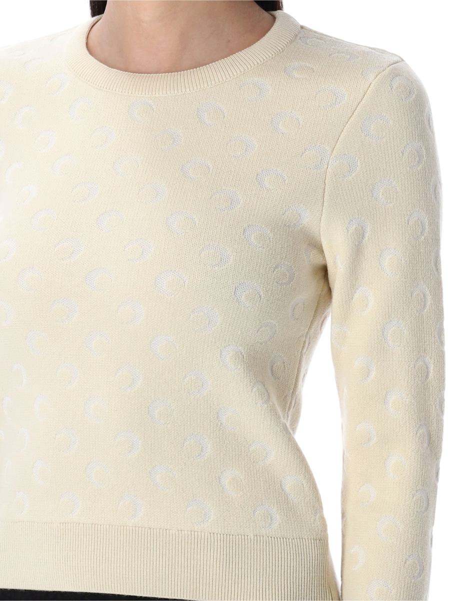 Marine Serre Moon Jacquard Knit Fitted Sweater