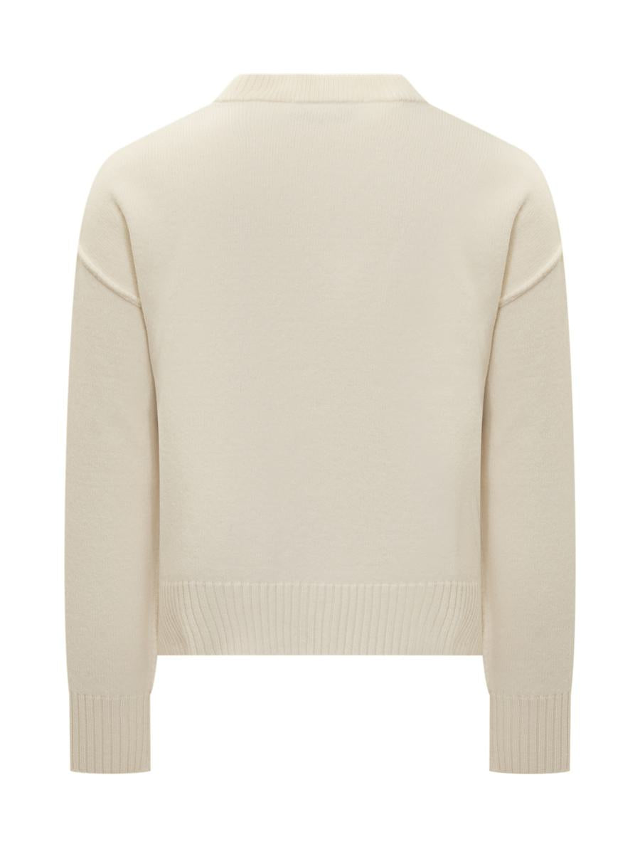 AMI Paris Wool Cardigan Logo Embroidered Ami Alexandre Mattiussi