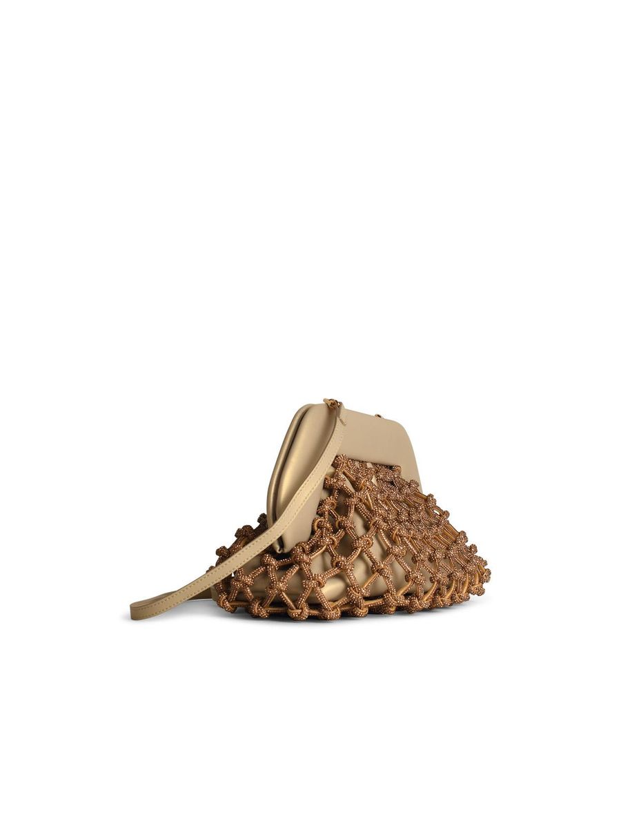 Themoirè 'Tia Knot Strass' Gold Vegan Leather Bag