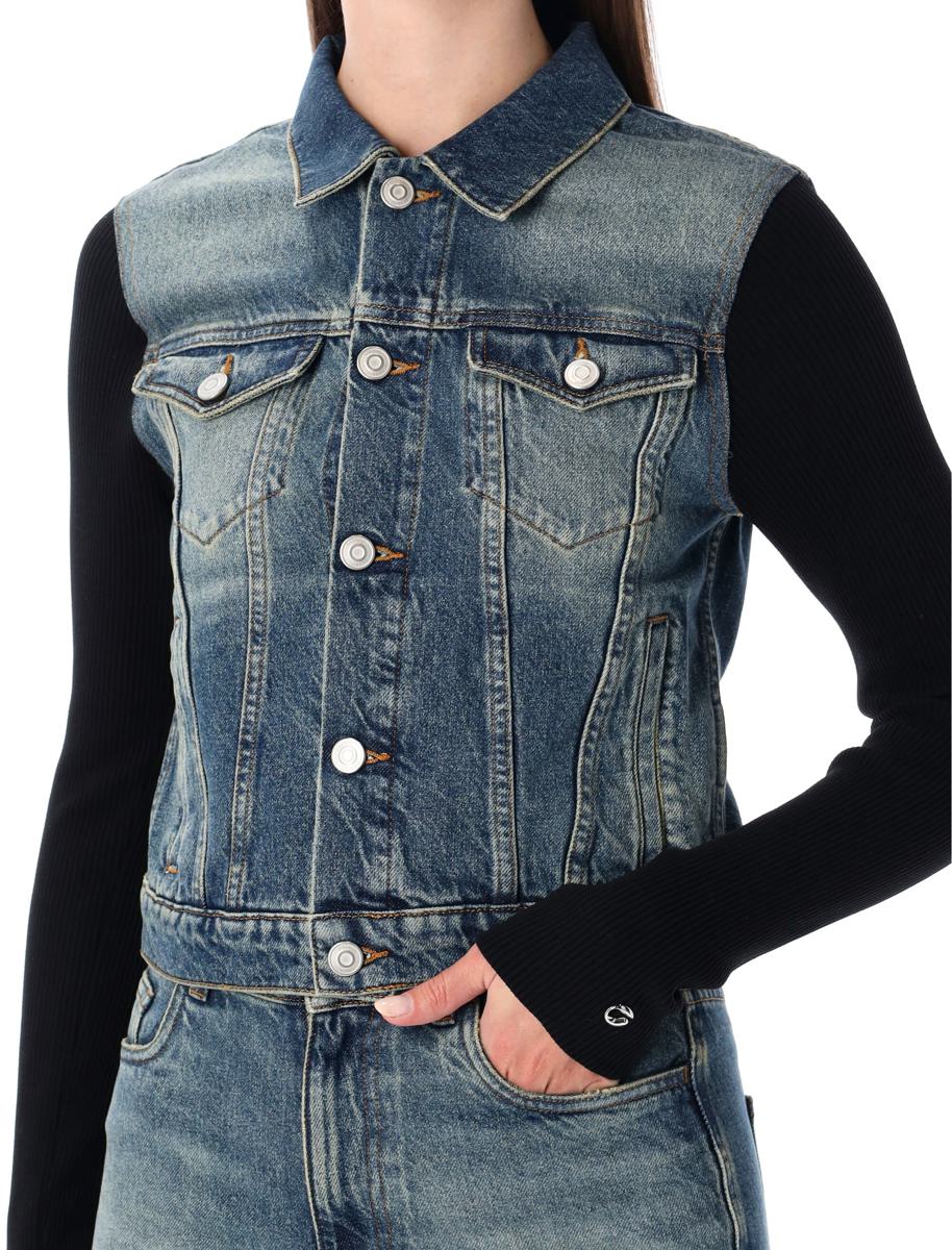 Coperni Hybrid Rib Knit And Denim Trompe-L'Œil Jacket