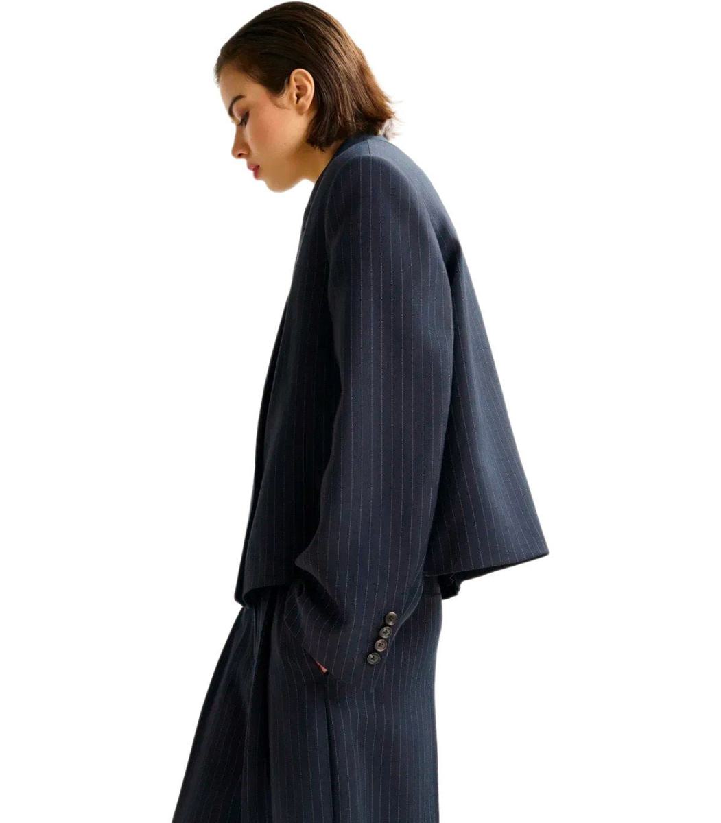 Essentiel Antwerp Itzle Navy Blue Cropped Blazer