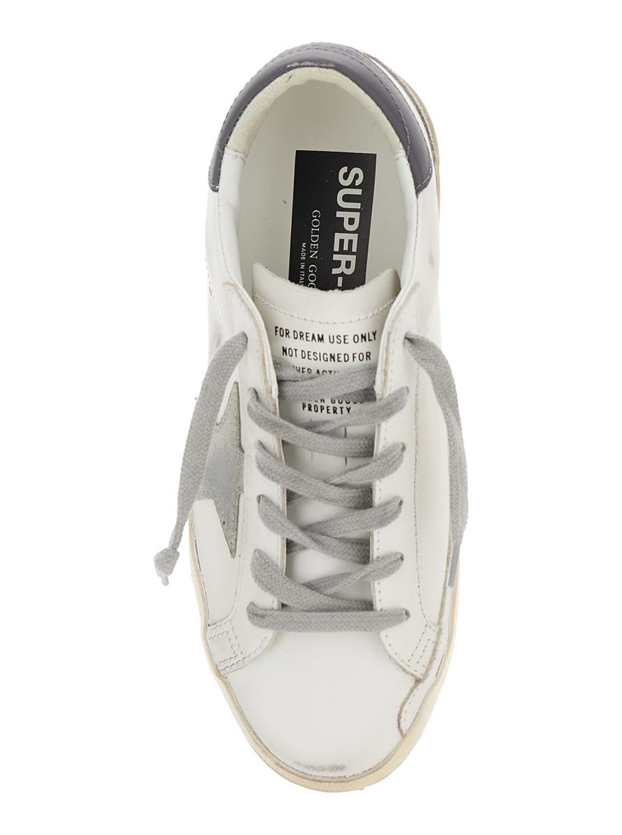 White Low Top Sneakers With Star Patch In Vintage Leather Woman